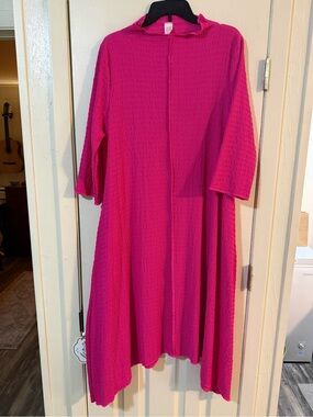 Women's Fuchsia Textured A-Line Dress
